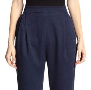 NWT Derek Lam 10 Crosby Navy Blue Pleated Textured Crepe Pants.